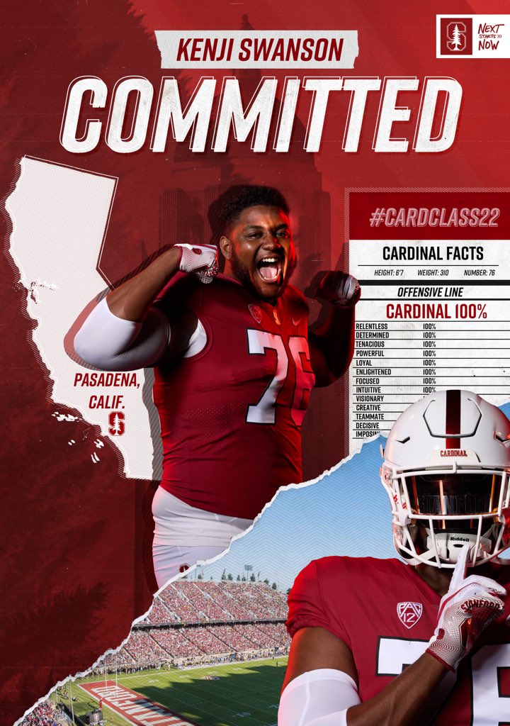 MESwanson's tweet photo. To God be the glory. Congratulations to my son, Kenji Swanson, on committing to @Stanford. Thank you to @CoachDavidShaw @Coach_TerryHeff @maeubanks @Coach_Gould and everyone @StanfordFball. Shout out to @SierraCanyonFB, @coachjhouse and @antperformance #CardClass22 #GoStanford https://t.co/9Tig4rZ3WH