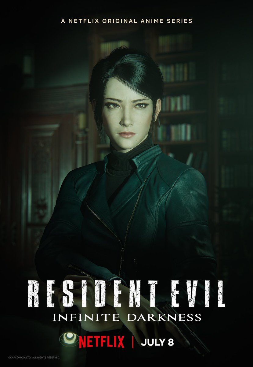 ROEnetwork's tweet photo. New character posters for #ResidentEvil Infinite Darkness featuring Leon, Claire, Jason &amp; Shen May! 

Resident Evil: Infinite Darkness releases on Netflix on July 8th. 

Watch the Official Trailer here: https://t.co/UqlrvLLKl2 https://t.co/dnIBYZgKW3