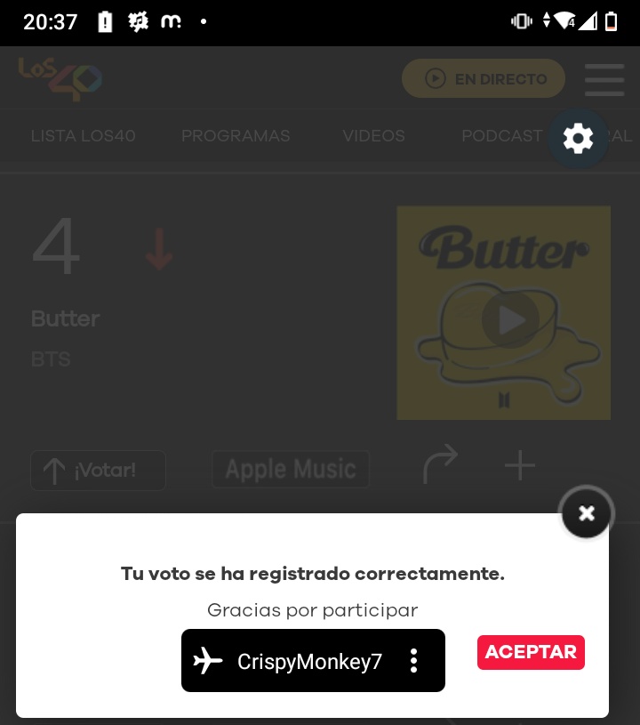 crispymonkey7's tweet photo. 🟣 MOMENTO DE VOTAR POR #Butter DE @BTS_twt EN LA #ListaLos40 DE @los40mx 🟣
Logremos entrar al Top 3 💪🏻
✅ Página web: https://t.co/P7x2MdZEfM https://t.co/uwjmKwrGJz