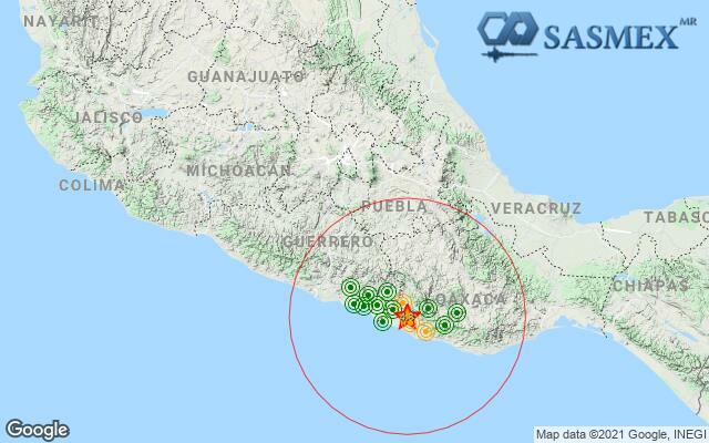 SASMEX's tweet photo. #Sasmex Información de evento. @SSNMexico SISMO Magnitud 4.8 Loc. 11 km al Noreste de Pinotepa Nacional Oax 30 Jun 2021 20:13:40 Lat 16.41 Lon -97.97 Pf 10 km, más información en https://t.co/0wBTFo7hiU @Sasmex https://t.co/tfeOgjEb22