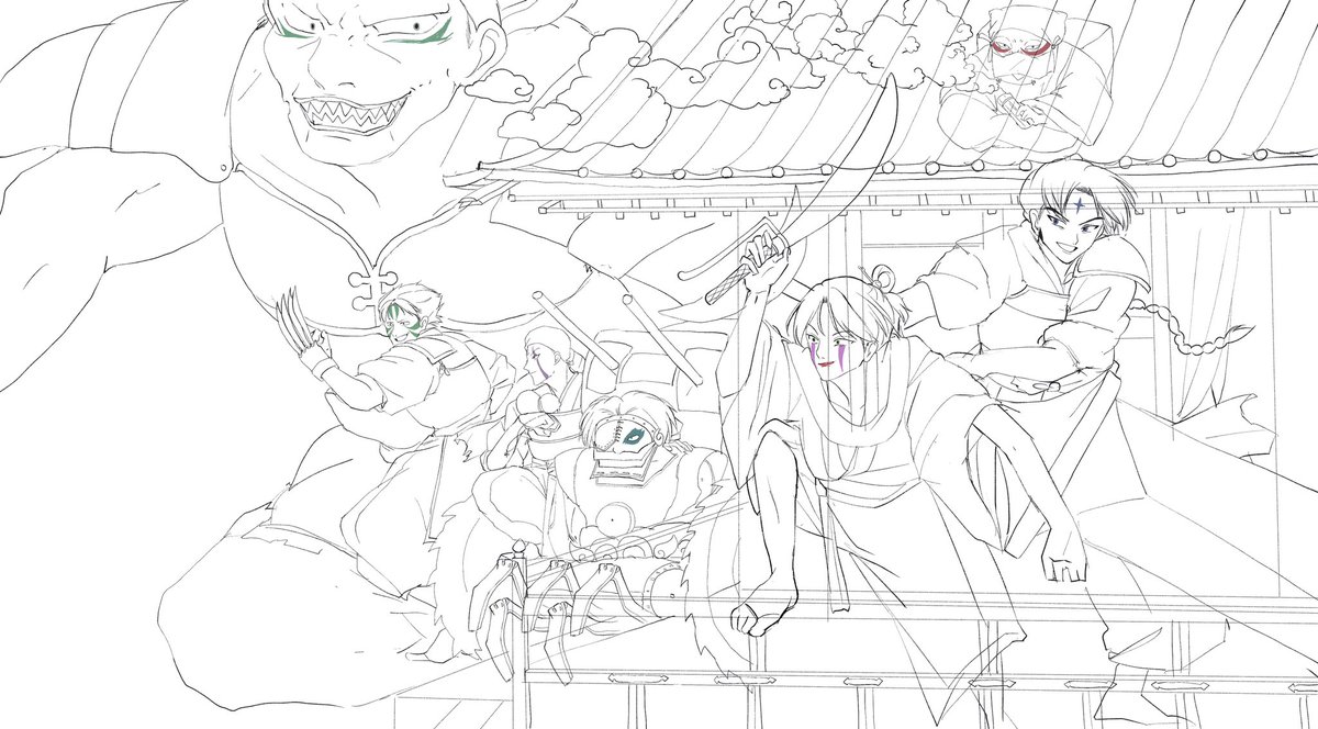 @yukiko31251341 @hinomooo It was there in the sketches but I thought it looks strange😂😂🤣we can pretend it's behind Jakotsu.... maybe