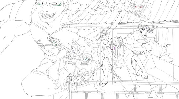 @yukiko31251341 @hinomooo It was there in the sketches but I thought it looks strange😂😂🤣we can pretend it's behind Jakotsu.... maybe 