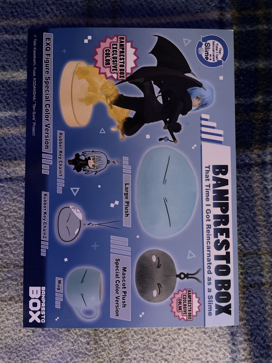 Chrystal_VT's tweet photo. Oh also! BANPRESTO box arrived 😭❤️❤️❤️❤️❤️ the figure was a struggle but I’m so happy 🛐 more slime collection 🥰❤️ https://t.co/CE9n39BPSn