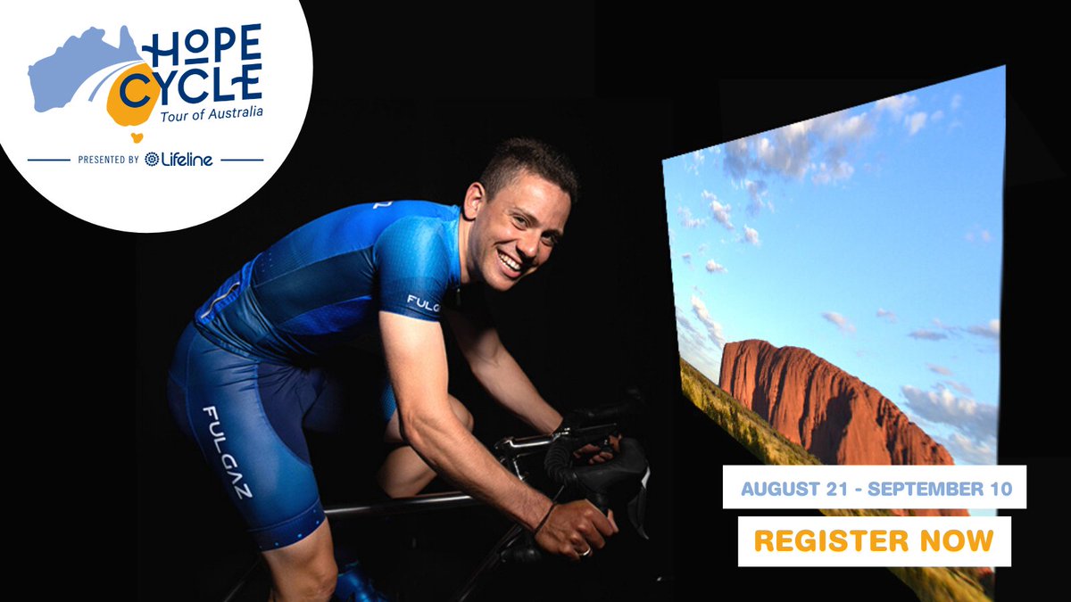 LifelineAust's tweet image. Be a part of Australia's largest virtual ride for mental health - Hope Cycle 2021! 

With @FulGazApp we’ll be riding 390km over 3 weeks to raise vital funds and awareness for mental health.

Sign up solo or in a team today: ow.ly/E4ZS50Fjyg2 

#hopecyclelifeline