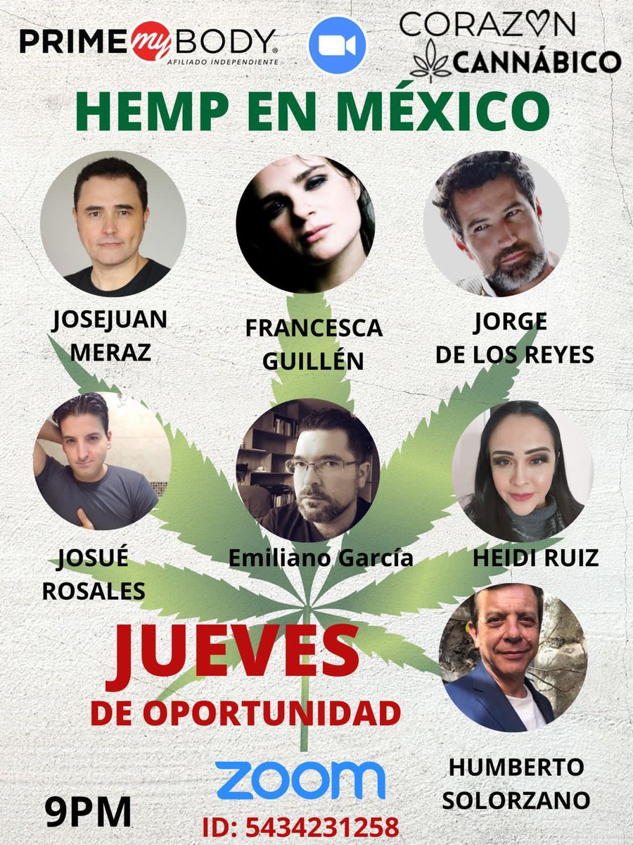 Los JUEVES 💥

*Oportunidad: Salud y Negocio* 🌱💵

Con la cúpula de liderazgo de *Corazón Cannábico*

Es el momento de construir un mejor futuro.

Jueves 9pm hora Ciudad de México

Unirse a la reunión Zoom
us02web.zoom.us/j/5434231258

ID de reunión: 543 423 1258
Código de acceso: DM
