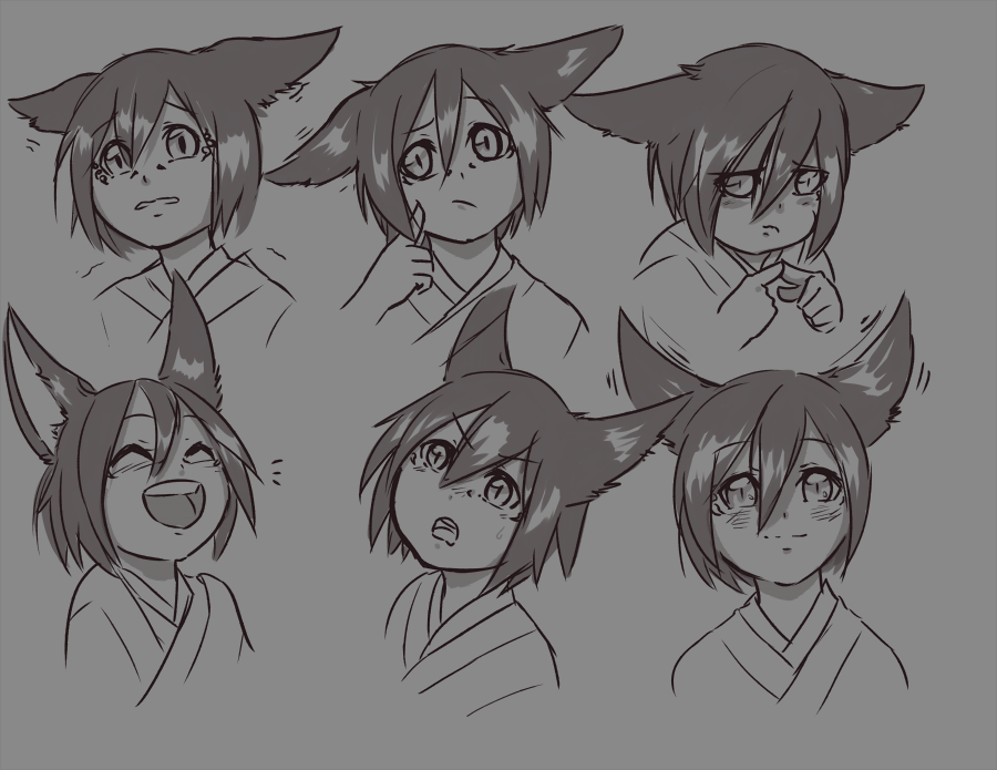SmolWol's tweet photo. Sora: Expression rough practice~
#characterchart #expressionpractice #miqote #miqitten #ffxivdoodles https://t.co/yXkUxcia3l