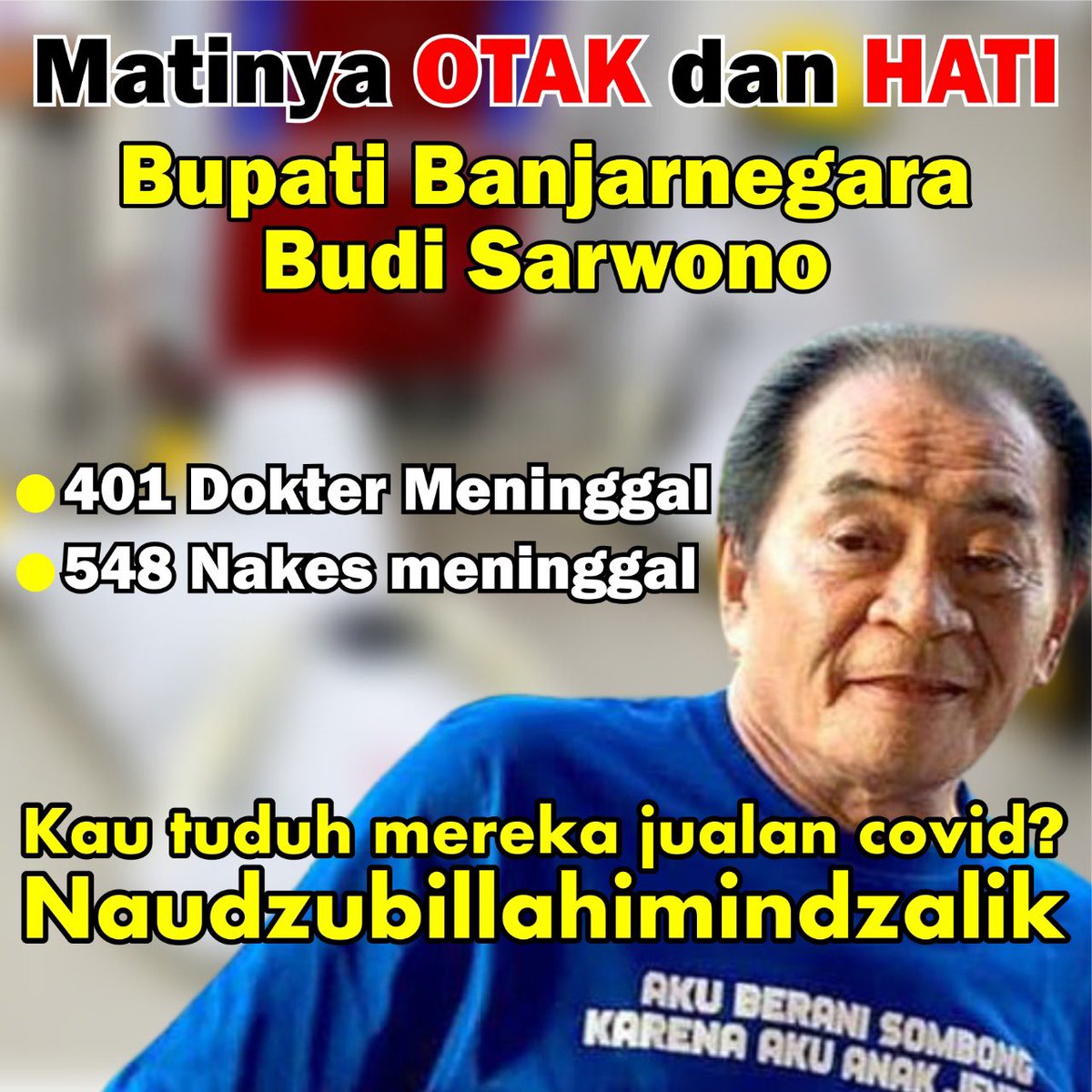 Bupati Banjarnegara Ini pernah Mati suri ,
Pernah Bergelut Dengan Narkoba ,
Tidak Heran Kalo kebijakan Dan Atitut nya Buruk . 

Mari Kita kabarkan Ke seluruh penjuru , biar tidak ada lagi Bupati yang seperti ini sikap nya .