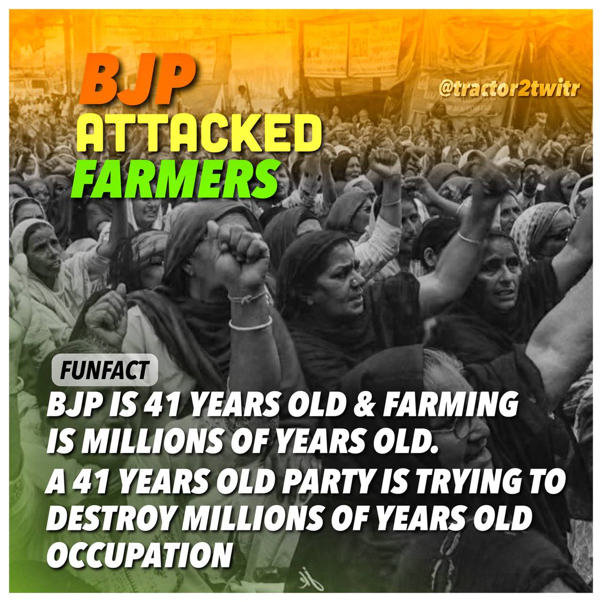 RT @kaurgillv: BJP doesn't stand a chance against our kisaans!

#BJPAttackedFarmers 
#FarmersProtest https://t.co/02TSLK1alK