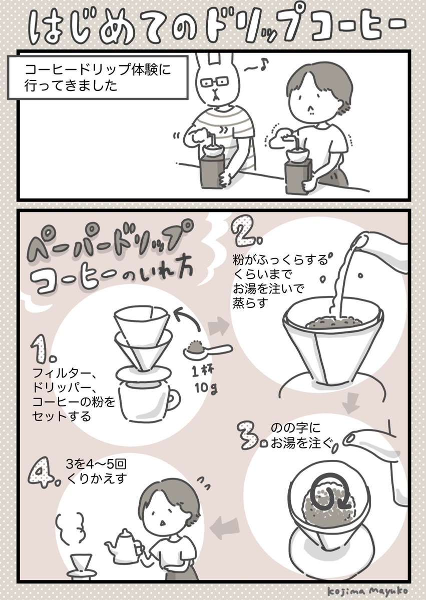 はじめてのドリップコーヒー
(左上から→読んでね!)
#ボンヤリエッセイ漫画 