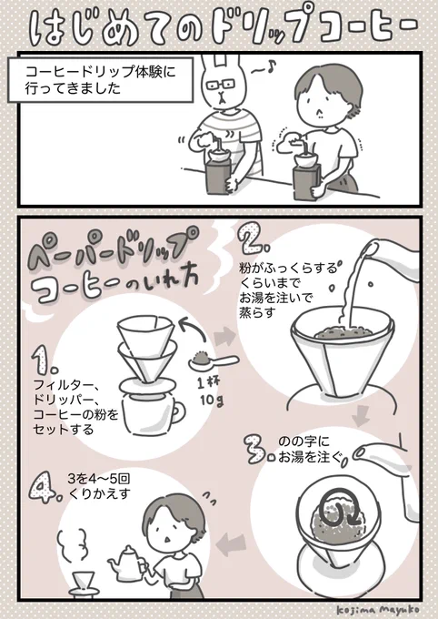 はじめてのドリップコーヒー(左上から→読んでね!)#ボンヤリエッセイ漫画 
