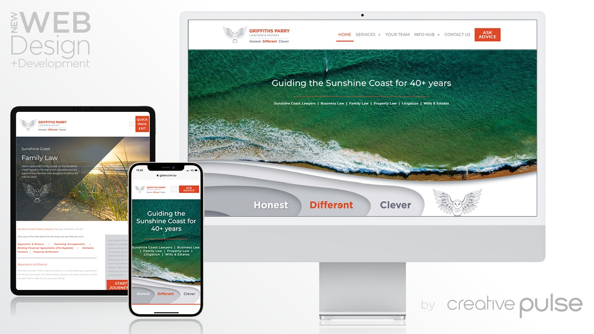 New website &amp; brand direction for Griffiths Parry Lawyers. How well does your website promote your business?⁠
Check out gplaw.com.au⁠
—
#website #webdesign #marketing #creative #sunshinecoast #sunshinecoastbusiness #brisbanebusiness #lawyer #lawfirm #creativepulse⁠