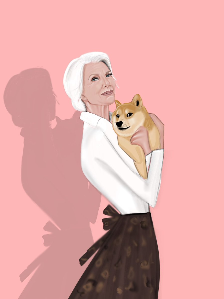 If <a href="/mayemusk/">Maye Musk</a> could only see this illustration NFT i've done of her, it would be 😻 #NFT #dogecoin nft.dyp.finance/nfts/176