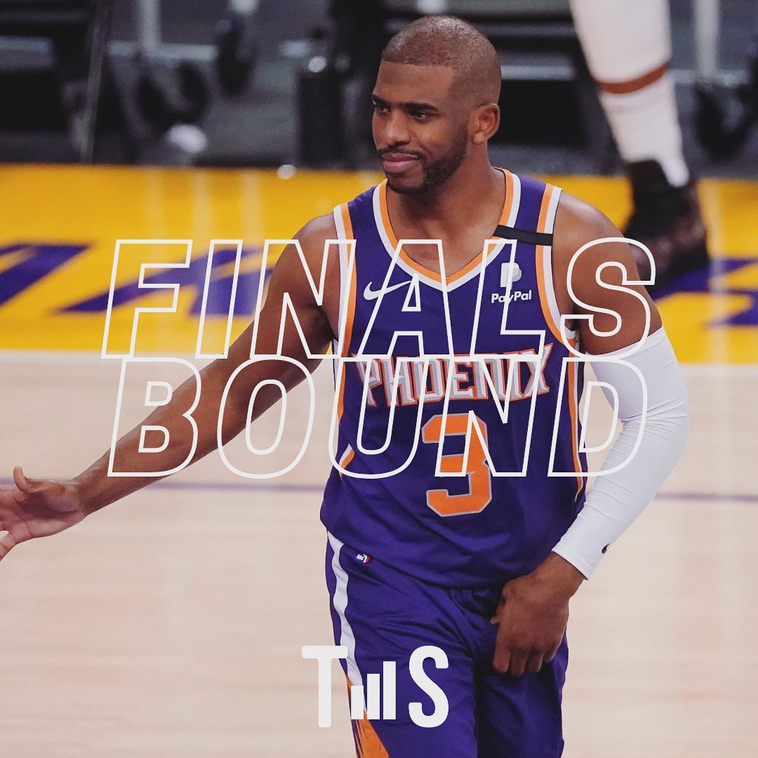 TheStat_'s tweet image. SUNS ARE NBA FINALS BOUND!

For the first time in his Hall of Fame career, Chris Paul is headed to the #NBAFinals

41 PTS (31 in the second half)
16/24
8 AST
0 TO

#RallyTheValley #Suns #NBA #NBAPlayoffs #ClipperNation #LA