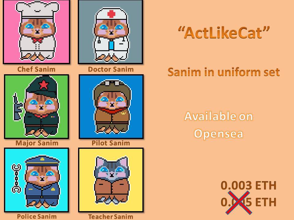 NftTanadon's tweet photo. @nftchika ‼️discount ‼️0.003 ETH “Sanim in uniform set “ Available on https://t.co/Q55TVz6rgI #pixelart #nftart #nftcollectors https://t.co/jlrUY7IeVb