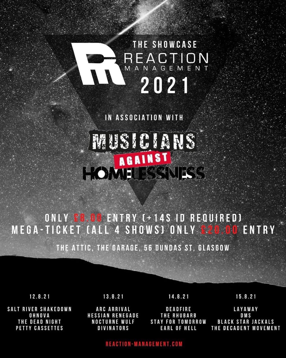 therhubarb_'s tweet photo. 🚨REACTION MANAGEMENT SHOWCASE🚨

4 Nights of absolutely smashin bands for £20??? Ayyyyeeeeeee
We’ll be playing Saturday the 14th of August alongside the ever so tasty Deadfire, Stay For Tomorrow and Reaction Management Roster newbies Earl Of Hell 
Ticket link on our FB https://t.co/ID98aBZfc5
