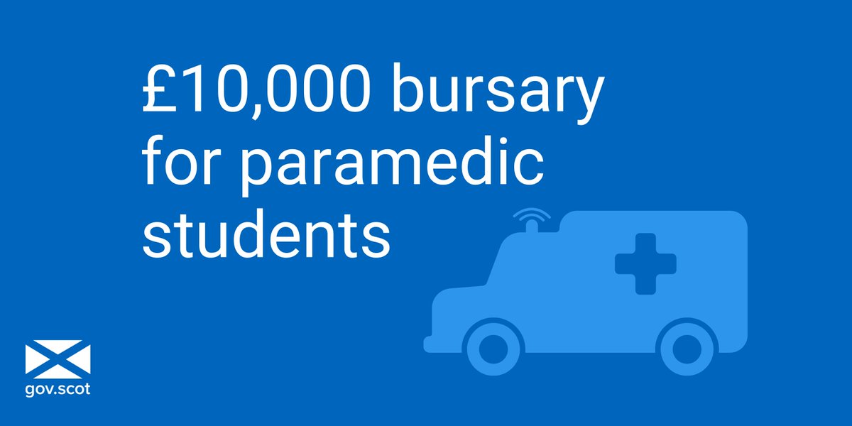 scotgovhealth's tweet photo. Hundreds of paramedic students in Scotland will receive an annual bursary of £10,000 as part of a new scheme.

@SAAS will automatically reassign students who have already applied to the new funding package.

Read more ➡️ https://t.co/R4IftEx8aI https://t.co/S9CE6SBQq8