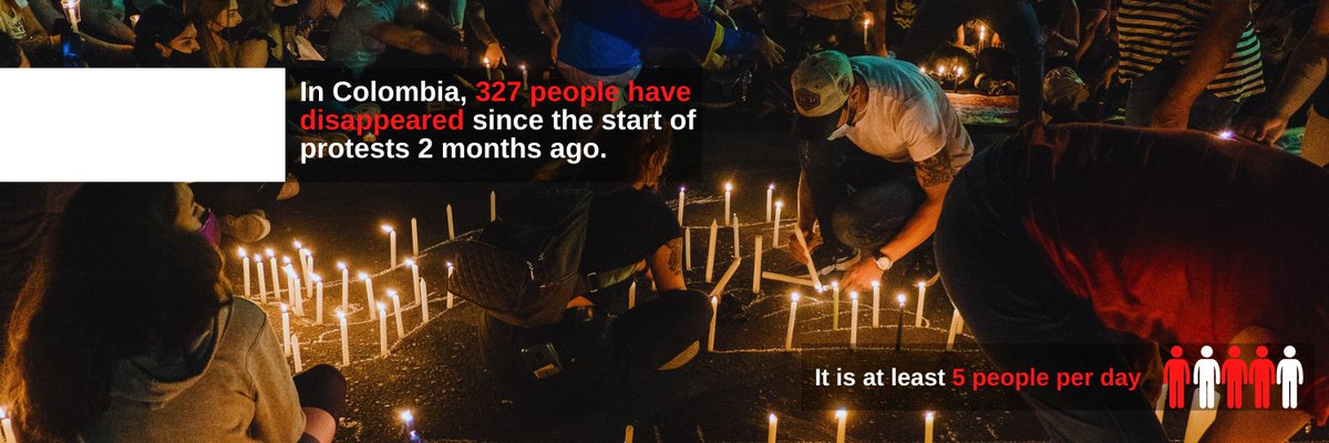 #Colombia: 327 people went to a protest against the government and never came back. Where are they? #SOSColombia
More info in our briefing -> bit.ly/3628BdZ