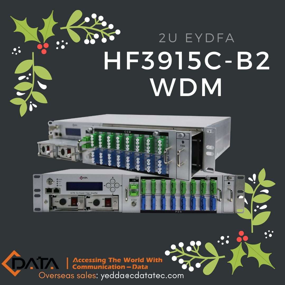 CdataYedda's tweet image. HF3915C-B2  is new generation Er Yb co-doped #opticalfiberamplifier. 1310/1490/1550 WDM for 1550nm #CATV overlay PON system is optional.  It is designed for large-scale distribution of broadband CATV video, or video overlay in an FTTH PON system. #EYDFA #cdata #HFC