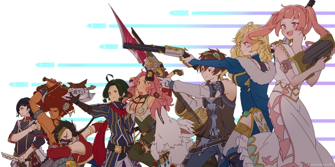 バレットアーツ組絵を投稿してきました!
間に合ってよかった!おメギド!!🎉
 #メギド72ファンアート展 