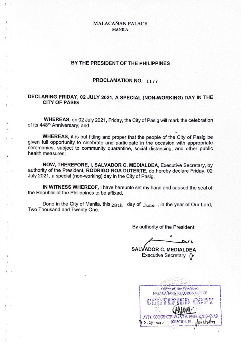 (Advance) Happy Pasig Day!!

Para sa mga di pa nakakakita ng announcement ng PIO, special non-working holiday po sa atin bukas, ika-2 Hulyo, 2021.

Limitado pa rin po ang pwede natin gawin. Ngunit sisiguraduhin nating magiging makabuluhan pa rin ang ating pagdiriwang.