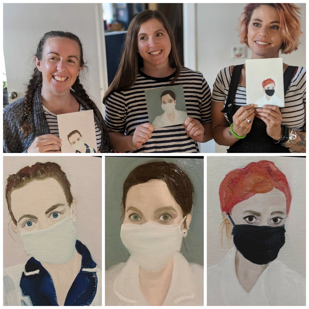 Megly1985's tweet photo. I am very lucky to come from a family of NHS workers. The support provided by @Layla_Everard (Midwife) and @Everson_Hayley (Student Nurse) over the last 18 months has been invaluable.

We were lucky enough to have our portraits painted by local artist Holly Winter.

#nhs #nhsfam https://t.co/WdOc6no6xQ