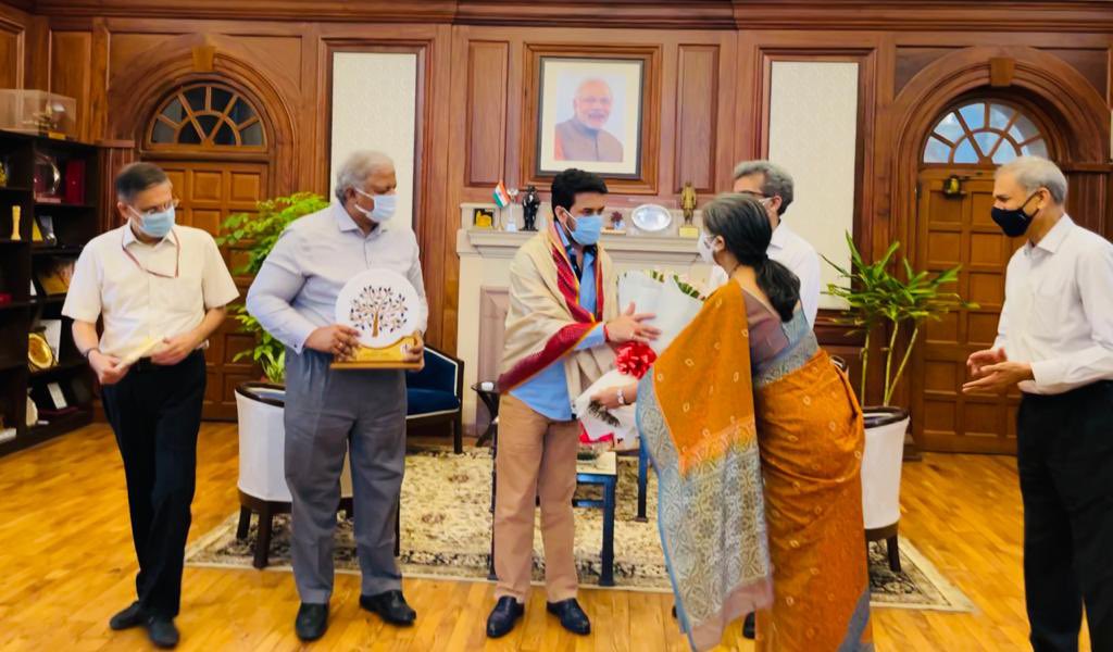 On the occasion of the fourth anniversary of GST, Chairman CBIC, Sh. M Ajit Kumar and Members of the Board greeted the Honble Union MoS Finance <a href="/ianuragthakur/">Anurag Thakur</a> and presented a memento &amp; Shraddhanjali booklet, made in the memory of 189 officers of CBIC family, lost due to COVID.