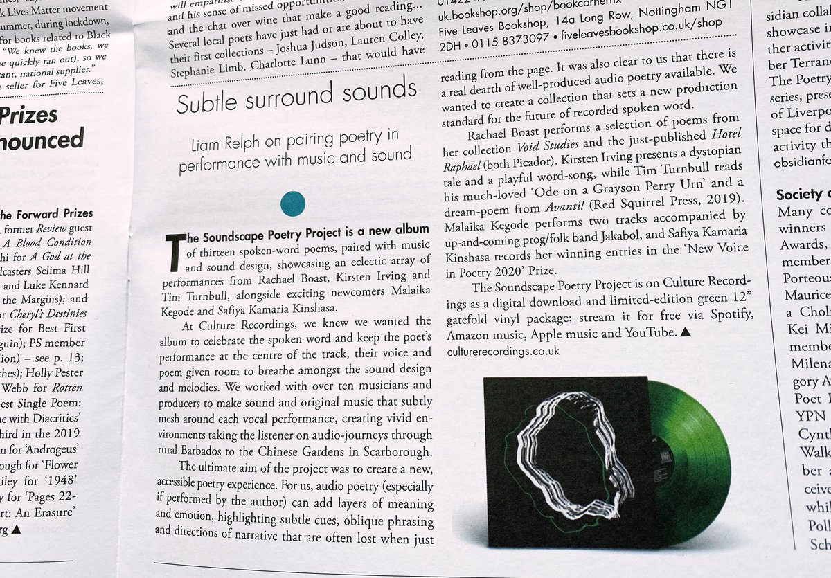 culturerecs's tweet photo. Thrilled to have the Soundscape Poetry Project featured in Poetry News! Thanks @PoetrySociety!
https://t.co/ERsZTO70V3 https://t.co/7XP32teQpI