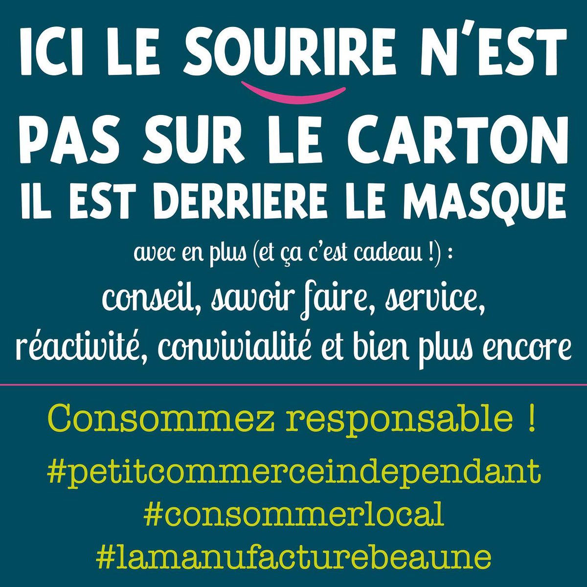 [La belle initiative 😍] Soutenons l'achat local &amp; indépendant ! Bravo à La Manufacture, boutique de loisirs créatifs &amp; ateliers à Beaune, pour le slogan !
#soutenonslespetitscommerces #artisanat #consomacteurs #zerodechet #zerowaste #veando