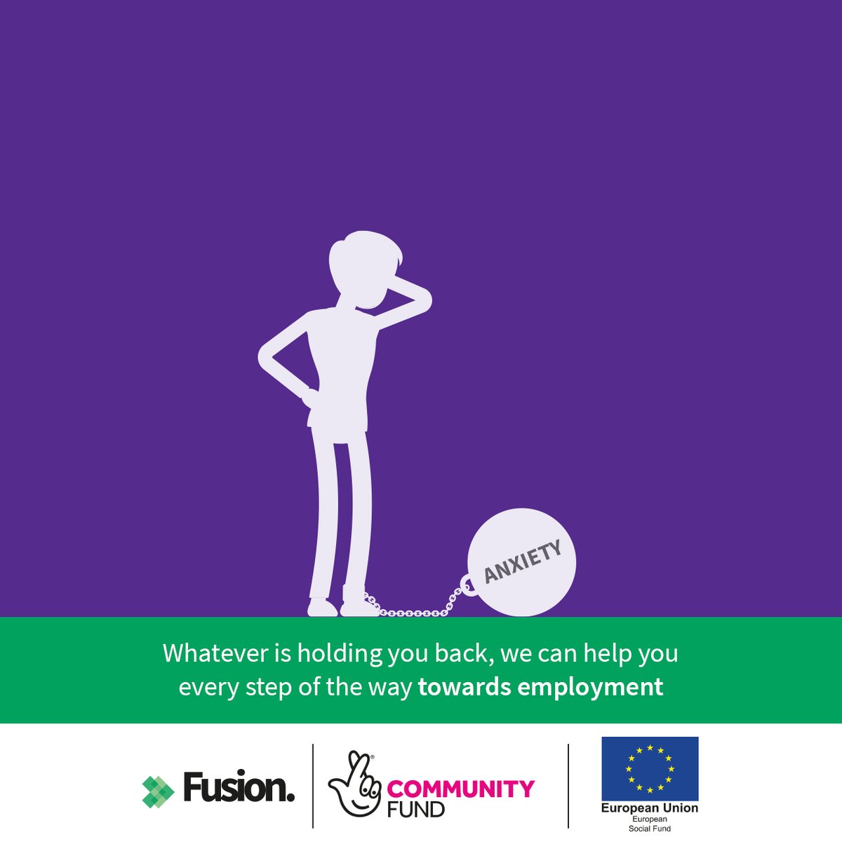 FusionWorcs's tweet image. Anxiety can leave you feeling alone and with limited choices. Sound familiar? Our one-to-one support can help guide you through managing anxiety, whilst taking small steps at a time towards employment
@TNLComFund #tnlcomfundesf #WeBelieveInYou