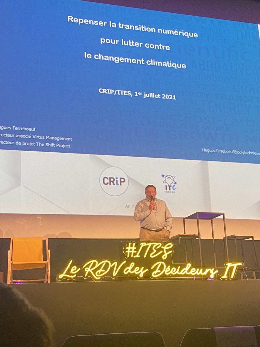 CMoulinSchwartz's tweet image. « Le réchauffement climatique est + rapide que prévu. Avec 90% de certitude, nous observerons une augmentation de 1,5 degrés en 2030 au lieu de 2100. Ce que nous montre ces modèles, c’est que quoique nous fassions, nous aurons cette évolution» Hugues Ferreboeuf  Keynote #ITES2021