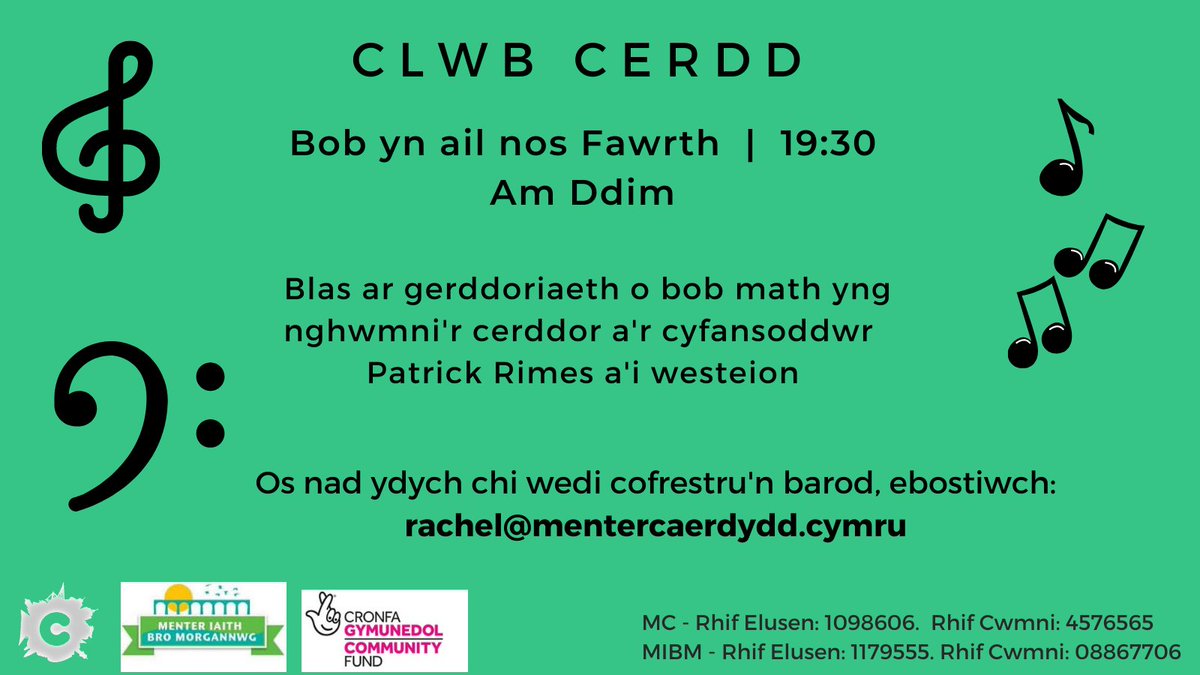 Stephen Rees, Darlithydd mewn Cerddorddiaeth, <a href="/prifysgolbangor/">Prifysgol Bangor</a>, fydd gwestai Patrick nos Fawrth. Cerddoriaeth yr 20fed ganrif fydd dan y chwyddwydr. Os nad ydych chi'n aelod o'r Clwb, cysylltwch i gael y ddolen Zoom! <a href="/CalanFolk/">CALAN</a> 🎼