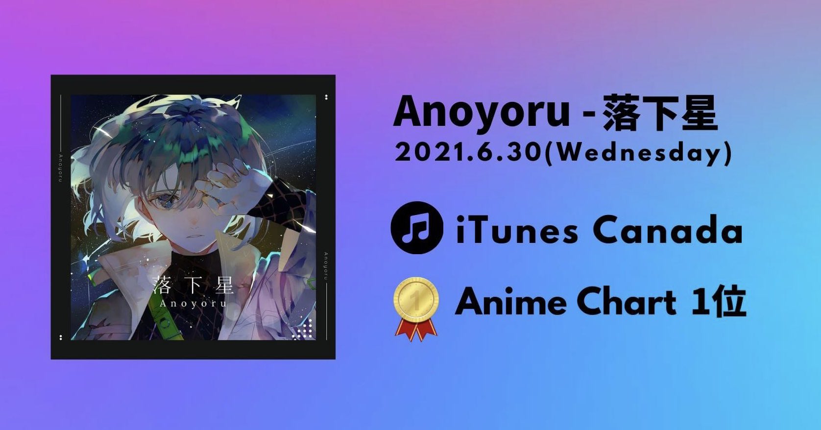 Anoyoru みんな 落下星がカナダのitunesランキングで１位を獲りました アニメチャートでのランクインです やったー T Co Djxyco10nq Twitter