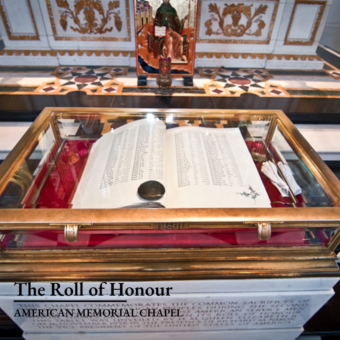 StPaulsTrustUS's tweet photo. At the heart of the chapel sits The Roll of Honour, a 473-page book containing a personal message from General Eisenhower. Learn more about the American Memorial Chapel at https://t.co/rhN6z8MM9T⁠ #StPaulsCathedral @stpaulslondon https://t.co/qi2biKVuHx