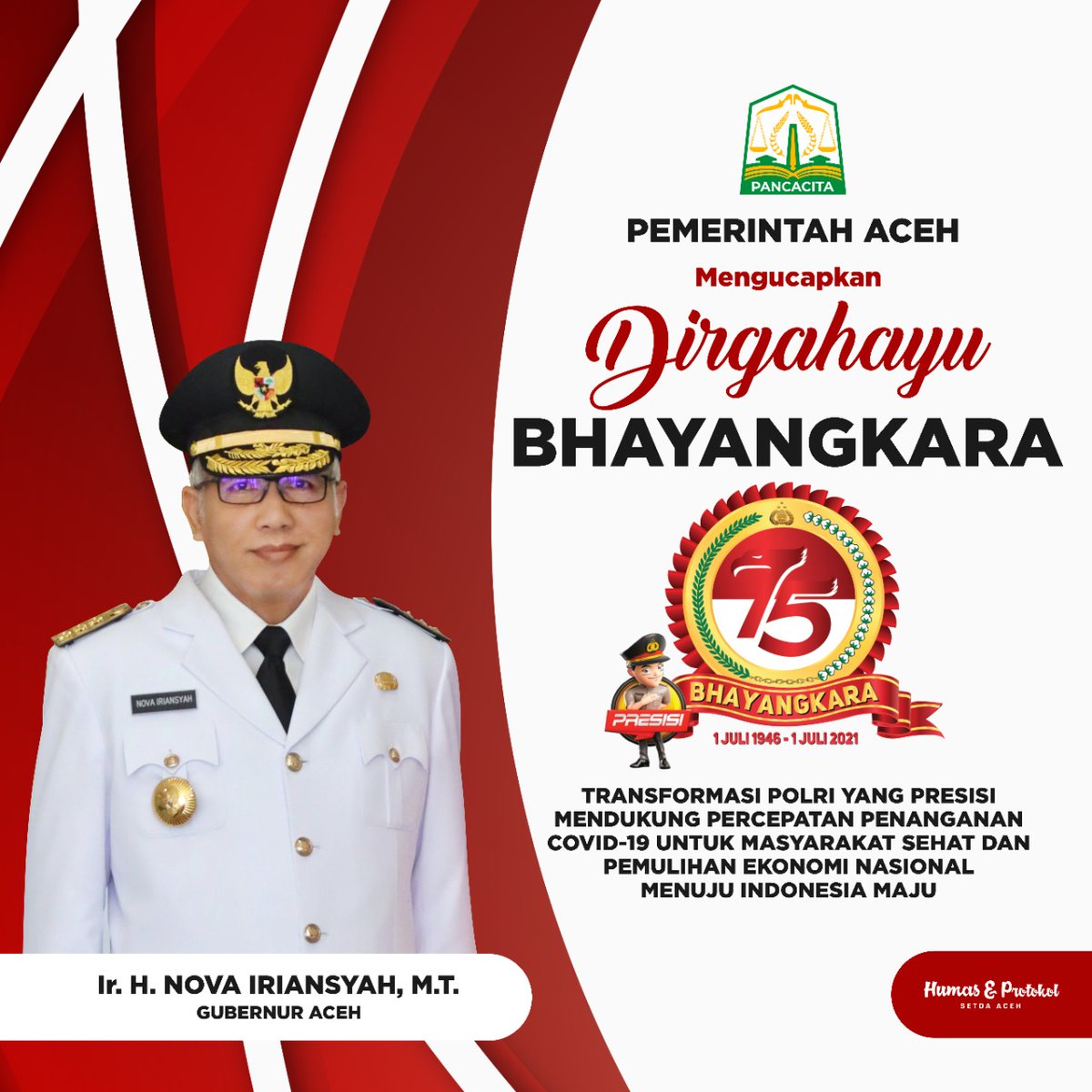 PemerintahAceh's tweet photo. #bereh #supertim #acehhebat
Dirgahayu Bhayangkara ke-75
"Transformasi Polri yang Presisi Mendukung Percepatan Penanganan Covid-19 untuk Masyarakat Sehat dan Pemulihan Ekonomi Nasional Menuju Indonesia Maju" https://t.co/1bwctYHU2R