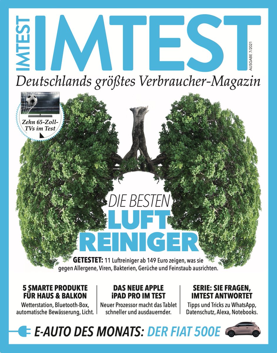 Morgen. Unsere neue Ausgabe. Wieder in allen Tageszeitungen der FUNKE Mediengruppe. Print und Digital.

- Mit einem großen Test von 11 Luftreinigern für zuhause. 
- Mit zehn 65-Zoll-Fernsehern. 
- Mit dem neuen Fiat 500e