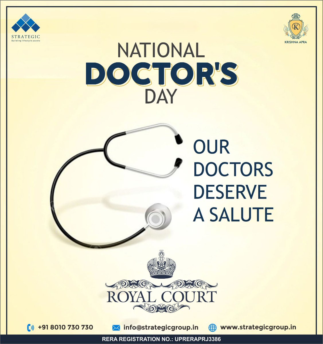 group_strategic's tweet photo. In the time of a pandemic, our real superheroes came wearing an apron, not the cape. Team Strategic Group salutes such heroes and wishes them a very Happy Doctors' Day. #strategicgroup #royalcourt # #DoctorsDay #RealHeroes #HappyDoctorsDay #ReadyForPossession #ReadyToMoveIn https://t.co/lmA6Hlgpqk