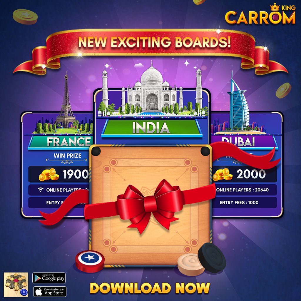 CarromKing's tweet photo. #NEWUPDATE 📢
🎮Play in different Lobbies with new &amp; amazing boards💥

Download &amp; Check Now📲

#KheloCarromKing #PlayCarromKing #boardgames #together #stayhome #staysafe #family #carrom #carrompassion #carromfans #carromtime #carromboard #carromking #playtime #videogames #games https://t.co/QvHP8e1BV6
