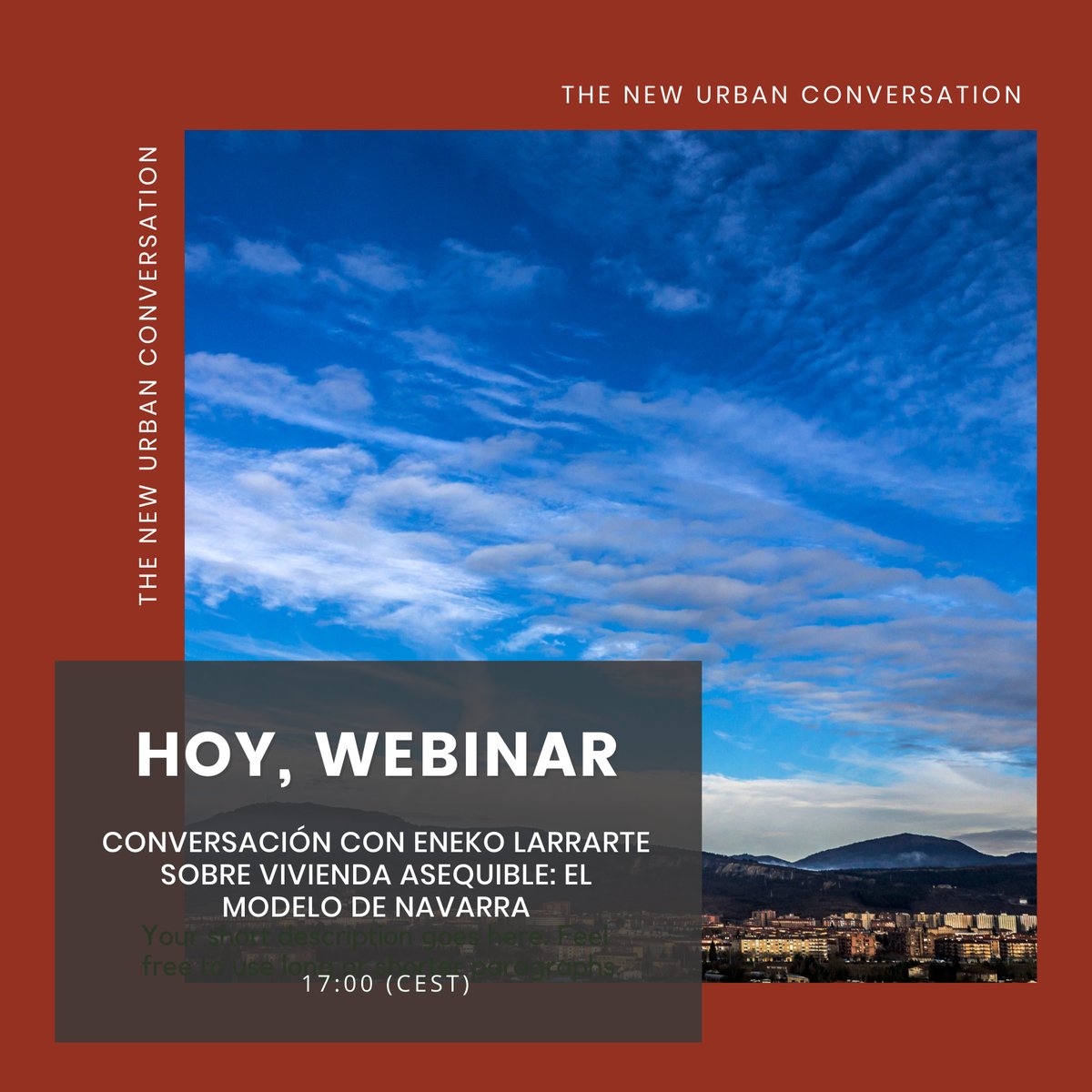 ‼ Hoy a las 17:00 la Comunidad Ágora presenta el webinar de julio: Joan Clos y Eneko Larrarte hablarán sobre el modelo navarro de vivienda asequible. 

#thenewurbanconversation #navarra #ciudad #urbano #urbandesign #arquitectura #ayuntamiento #españa #vivienda <a href="/Joanclos/">Joan Clos</a>