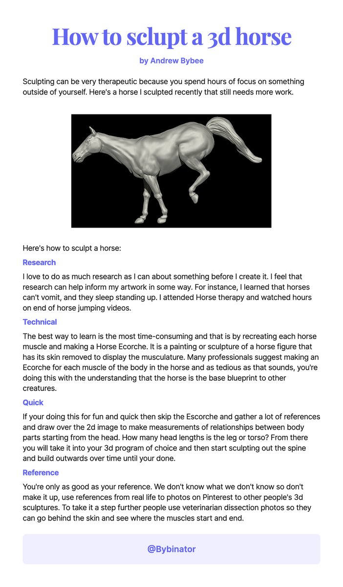 Bybinator's tweet photo. Have you ever wanted to sculpt a 3d horse?

Your welcome here is your opportunity to learn! #ship30for30 https://t.co/YyVcV0K3qW