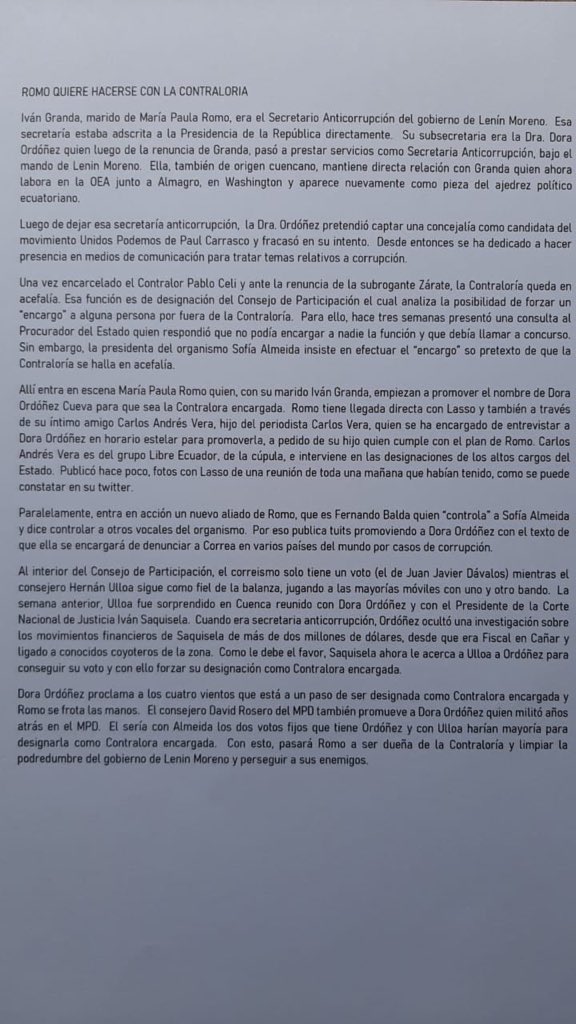 MashiRafael's tweet photo. Romo y compañía siguen operando. Ahora quieren poner como contralor a Dora Ordóñez, exfuncionaria del Gobierno de Moreno y una verdadera ficha.
¿Llegaremos a tanta decadencia?
#LosCorruptosSiempreFueronEllos https://t.co/Eg0T7rjAud