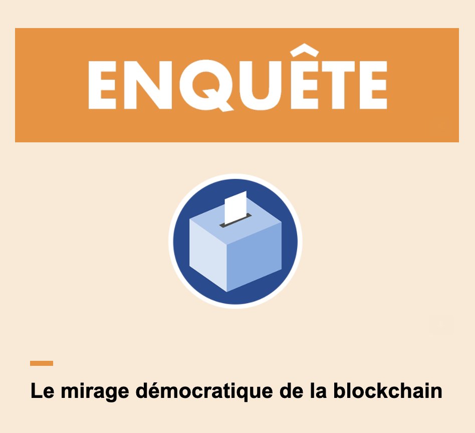 À lire ce matin dans <a href="/21Millions_/">Golden Piggy Bank 🐷</a>, une enquête approfondie sur l'utilisation de la blockchain dans le cadre du vote électronique 🗳️
 
Évidente sur le papier grâce son ADN décentralisé, vous verrez que ce n'est pas aussi simple que ça