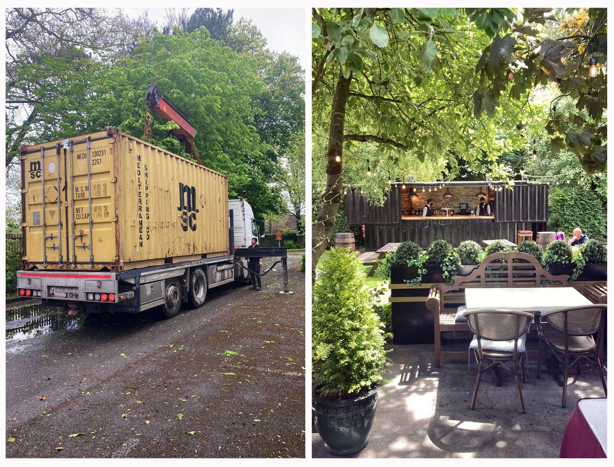 poloconghaile's tweet image. Before &amp;amp; After. 
The @ParkHotelDungar in Dungarvan, Co Waterford transformed a shipping container into a new Garden Bar. "We put lot of blood, sweat and tears into it," they tell me. "It is exactly what we hoped it would be."
#LoveIreland