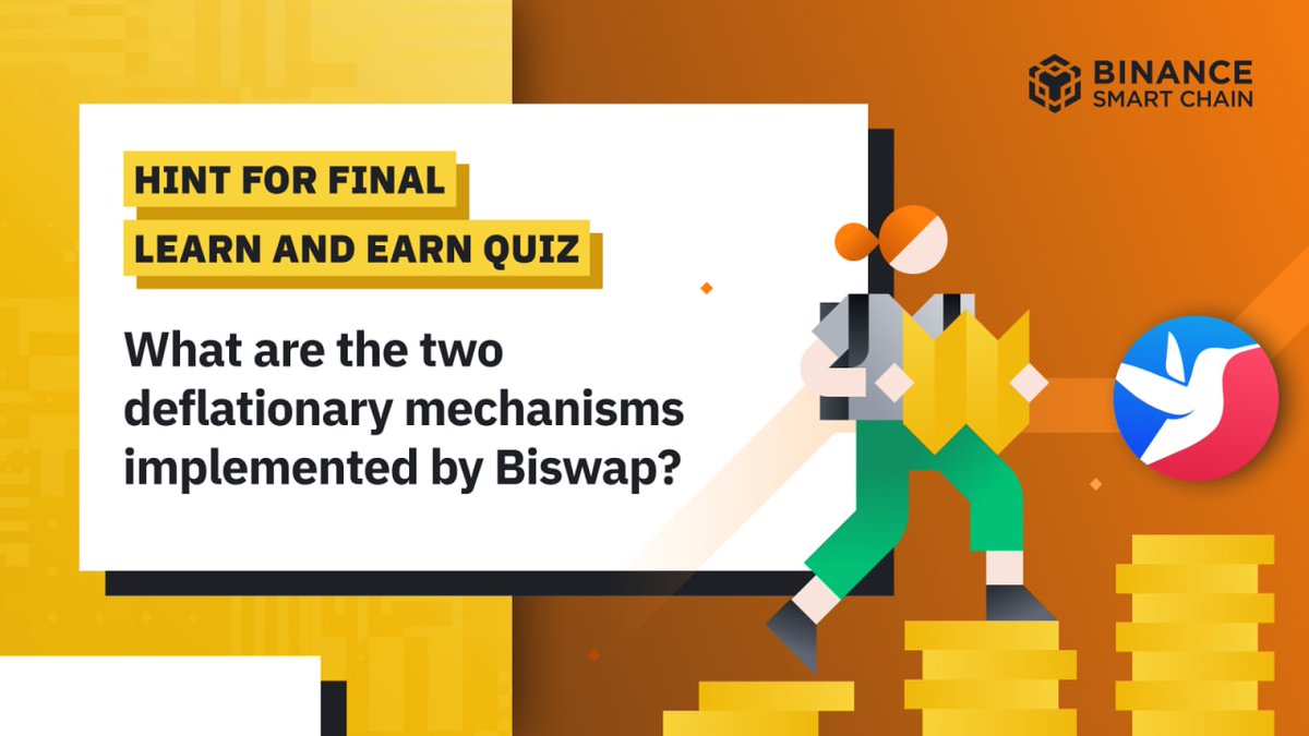Biswap_Dex's tweet image. BCS Lean&amp;amp;Earn with @BinanceChain 

Join 2 lucky winners with correct answers and get:

🌟Special NFT Mentioned in the Blog bit.ly/3hgsFi7

🌟A Hint for the Quiz Hard Question: docs.biswap.org/general-inform…

👉Quote this tweet with the right answer &amp;amp; hashtag #BSCLearnAndEarn