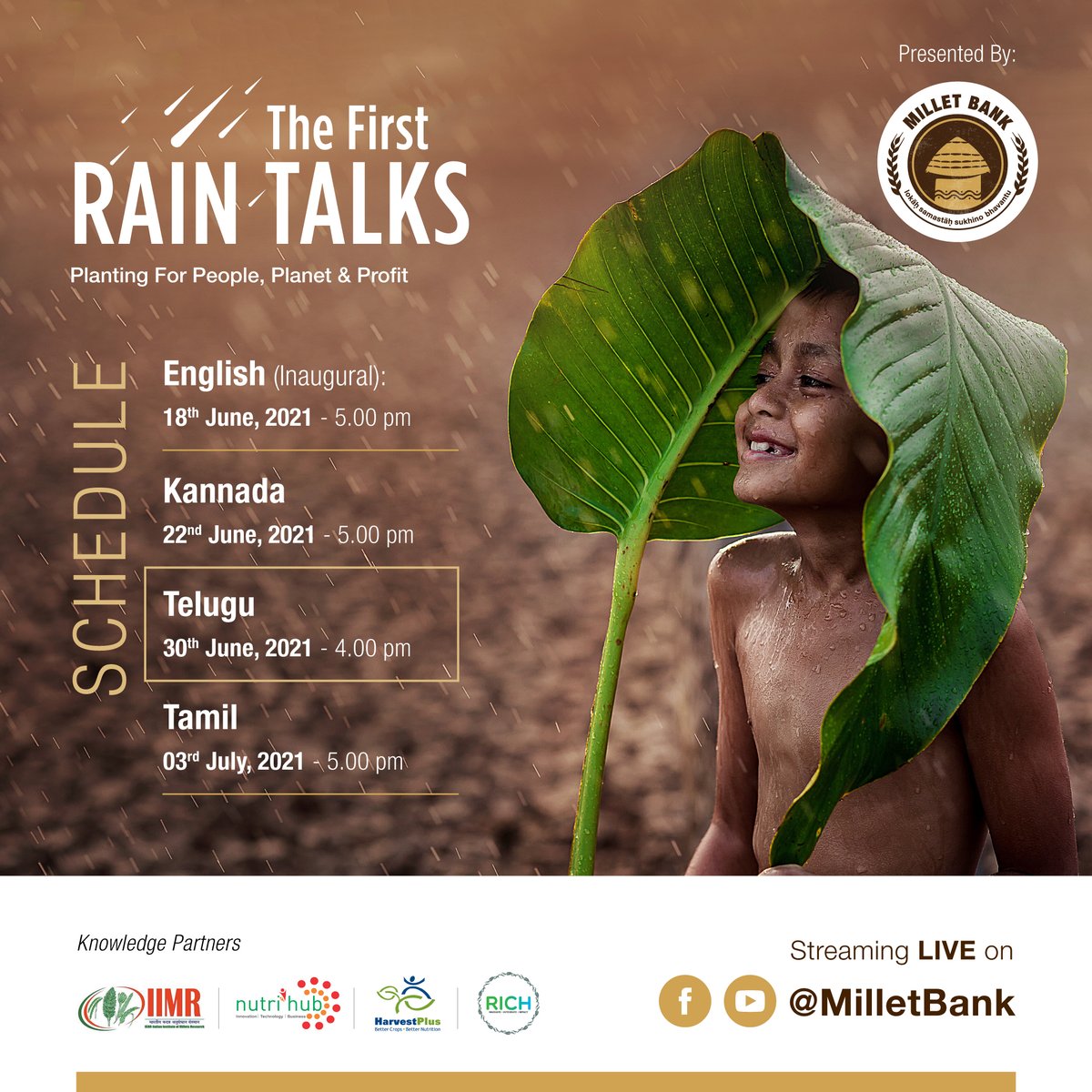 envizonstudio's tweet photo. Hello Folks! We are proud to present to you the campaign designed by us for the event - "The First Rain Talks".
Watch event video: https://t.co/hpLeo0xW6v
Reach us: https://t.co/tzY5ZSK2tS
#Envizon #Branding #advertising #DigitalMarketing #Envizonstudio #Farmers #MilletBank https://t.co/nsXwf2lqe2