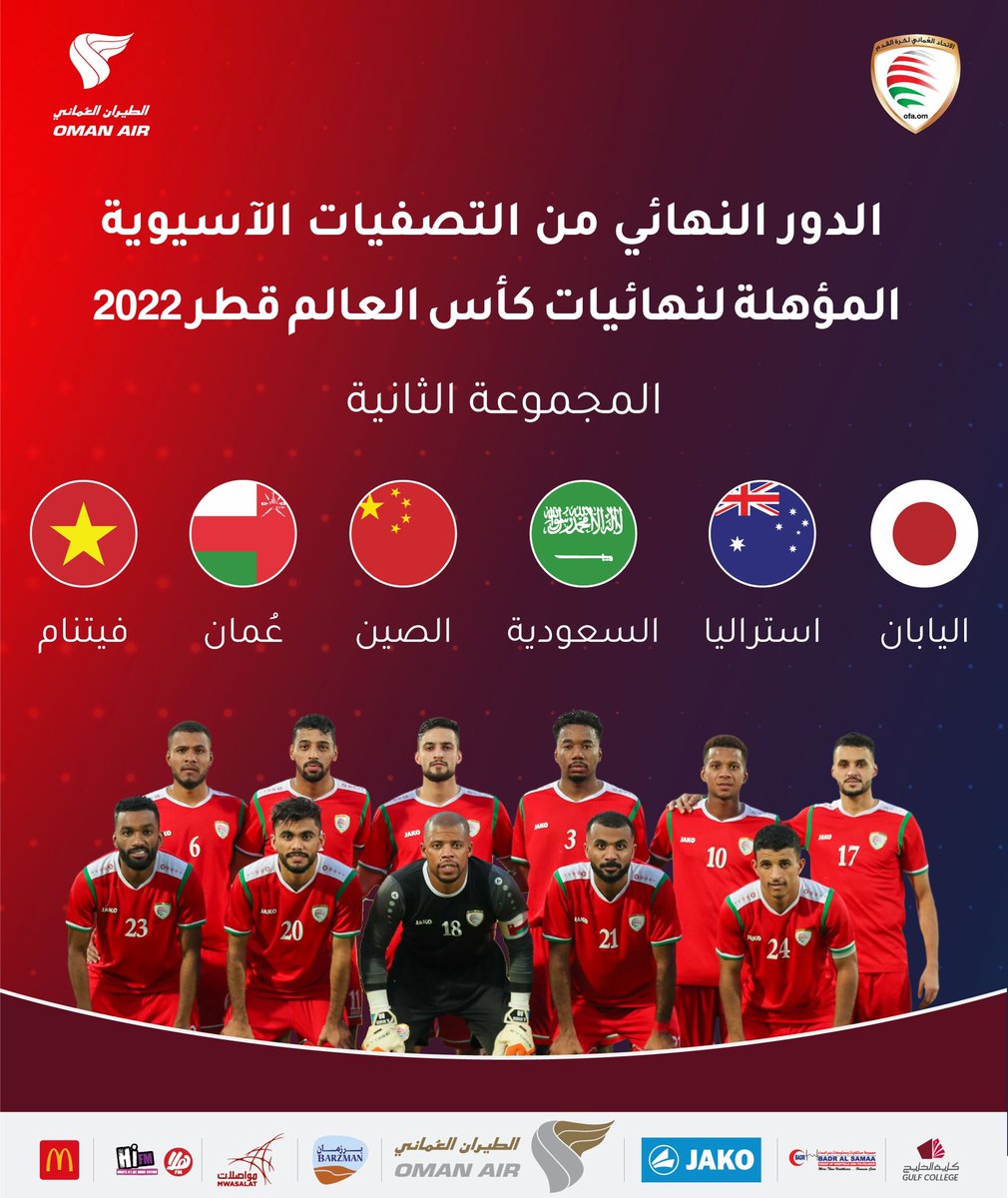 🗓 قرعة الدور النهائي من #التصفيات_الآسيوية المؤهلة لنهائيات #كأس_العالم تضع منتخبنا الوطني في المجموعة الثانية.