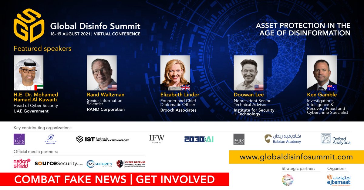 MSM_Marketplace's tweet photo. Register now! New #virtualevent "Global Disinfo Summit" for #asset_protection in the age of #disinformation. Visit here to find more information:
https://t.co/QjU1UDibhO #globaldisinfosummit #FakeNews #SocialMedia_Manipulation https://t.co/S8gfXiItkD