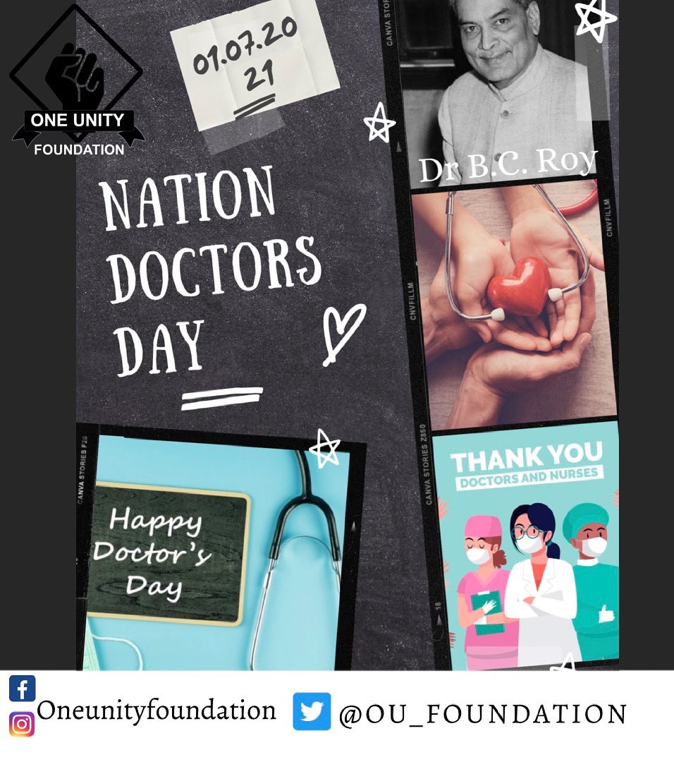 ou_foundation's tweet photo. #oneunityfoundation wishes and thanks all the doctors for everything they have done and are doing.
National Doctors' Day on July 1 every year to honour the birth and death anniversary of great physician and second chief minister of West Bengal, Dr Bidhan Chandra Roy.
#ouf https://t.co/GXuPF7KilE