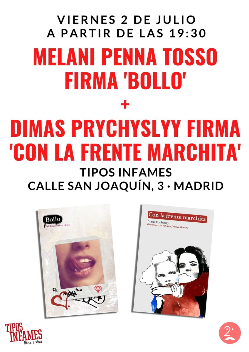 Y mañana viernes 2 de julio, acabaremos la semana con <a href="/DimasPrychy/">Dimas Prychyslyy</a>, que firmará 'Con la frente marchita', y <a href="/MelaniTosso/">Melani</a>, autora de la novela 'Bollo'. 🏳️‍🌈🏳️‍🌈🏳️‍🌈 #Orgullo