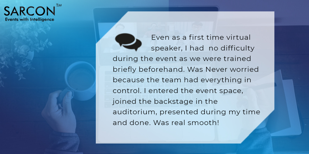 sarcontech's tweet image. Not to worry if this is your first time speaking in an online event because the flow we have is  very similar to your physical event. 

Enter event - Get to Backstage - Go live

#speakerflow #virtualbackstage #increasedengagement #sarconevents