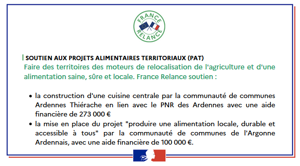 Prefet08's tweet photo. ✅#FranceRelance soutient les projets alimentaires territoriaux (PAT) : faire des territoires des moteurs de relocalisation de l'agriculture et d'une alimentation saine, sûre et locale.
#Ardennes https://t.co/4dghRdRM2R